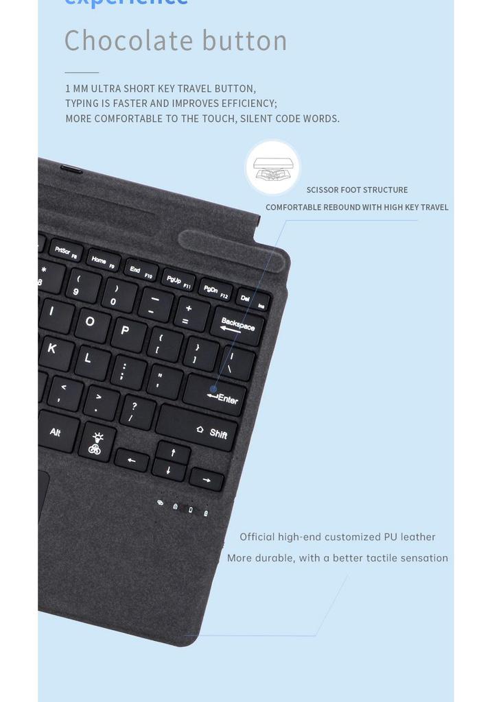 Color Backlit Bluetooth Magnetic Keyboard Case for Microsoft Surface Pro 8/9/10/11/X