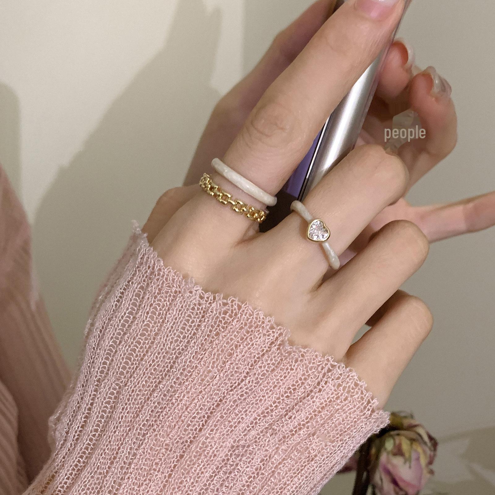 

2023 Double-Layer Love Ring: Elegant Drip Glaze Design for Women