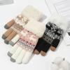 Thickened Christmas Knitted Gloves Wool Winter Mittens Simple Full Finger Gloves  Women