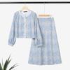 ZANZEA Women Long Sleeve Blouse and Long Skirts Print Casual Two Piece Suit Sets