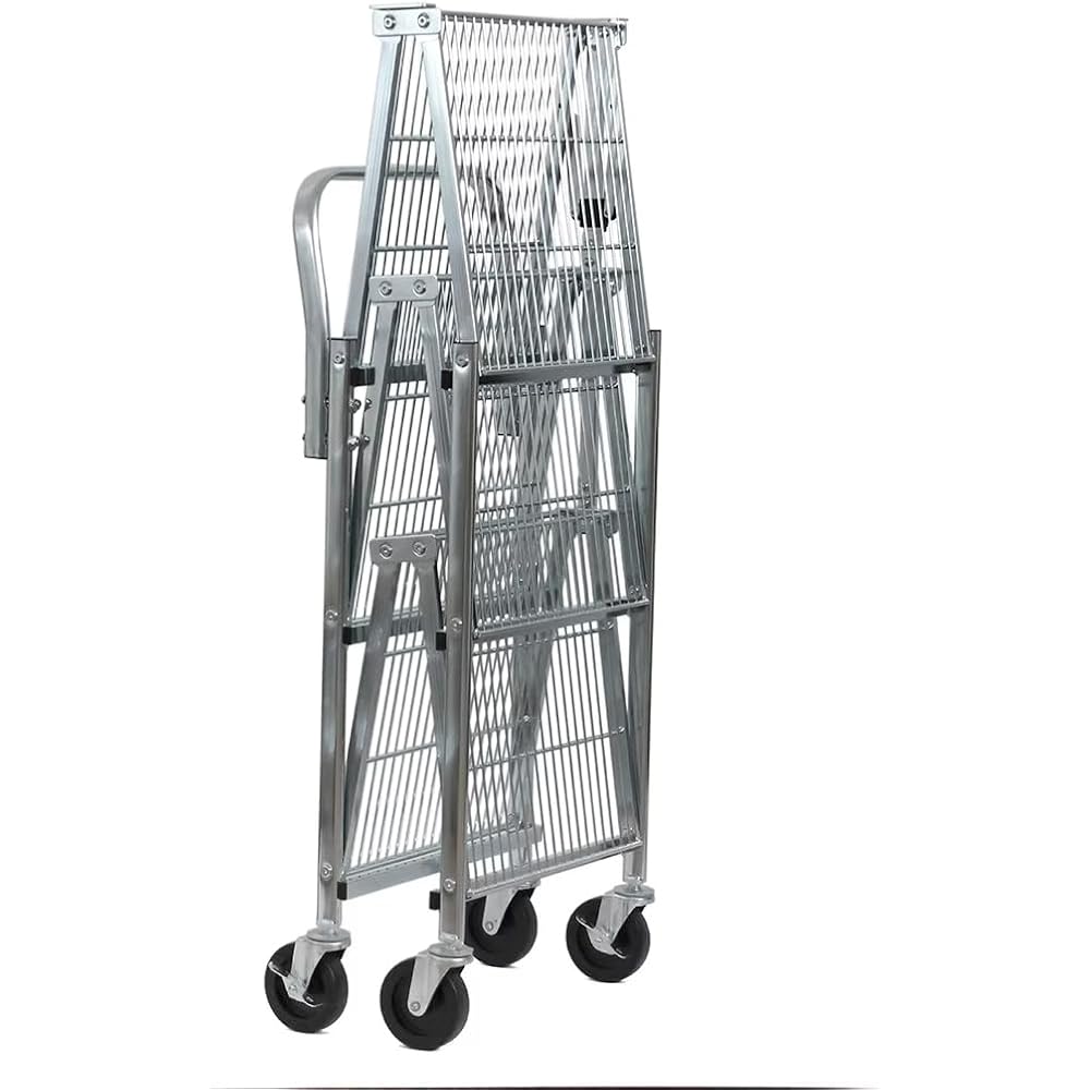 Metal Folding Cart 3 Tier Durable Storage Organizer Lightweight Utility Cart
