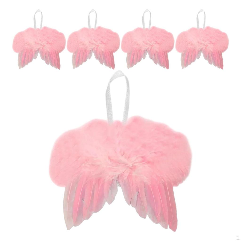 5 Pieces Angel Wing Feather Hanging Wing, Christmas Decorations for Holiday, Party