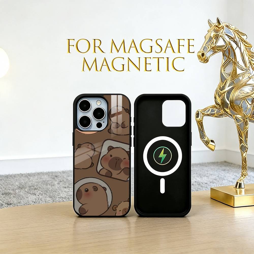 Capybara Phone Case For iPhone17,16,15,14,13,12,11 Plus,Pro Magnetic For Magsafe Wireless Charging