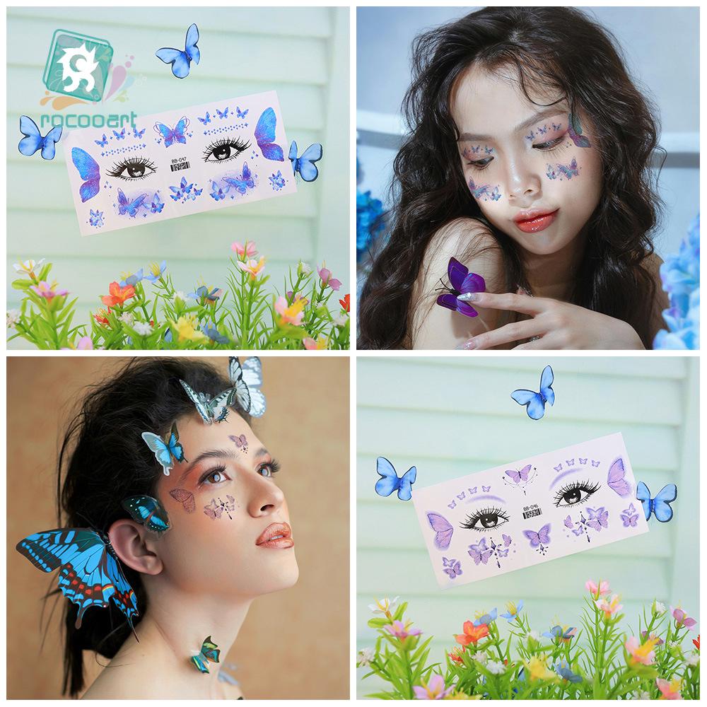 Waterproof Butterfly Glitter Face Tattoo Stickers for Festival Dance Parties