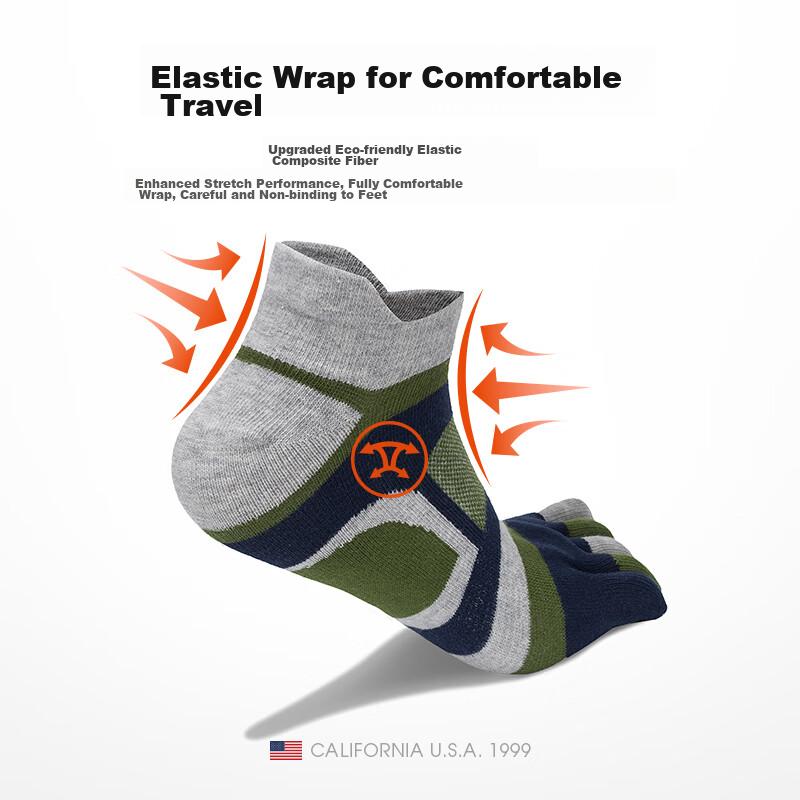 TFO Competition-Grade Outdoor Five-Toe Socks, Breathable Functional Hiking Socks, Wear-Resistant Toe Socks 2202439 Men's Blue And Orange