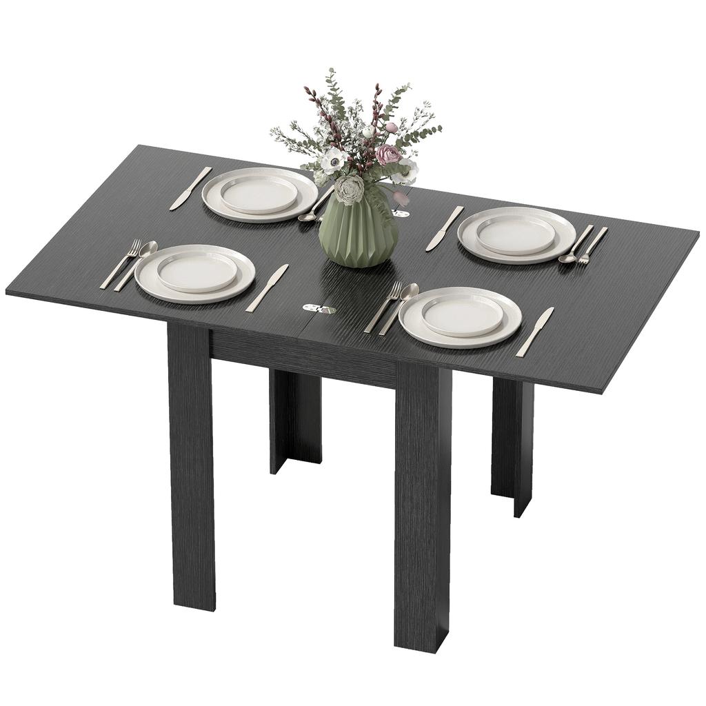 Extendable Dining Table For 4 6 People In Wood And Steel 140x80x77.5 Cm Black