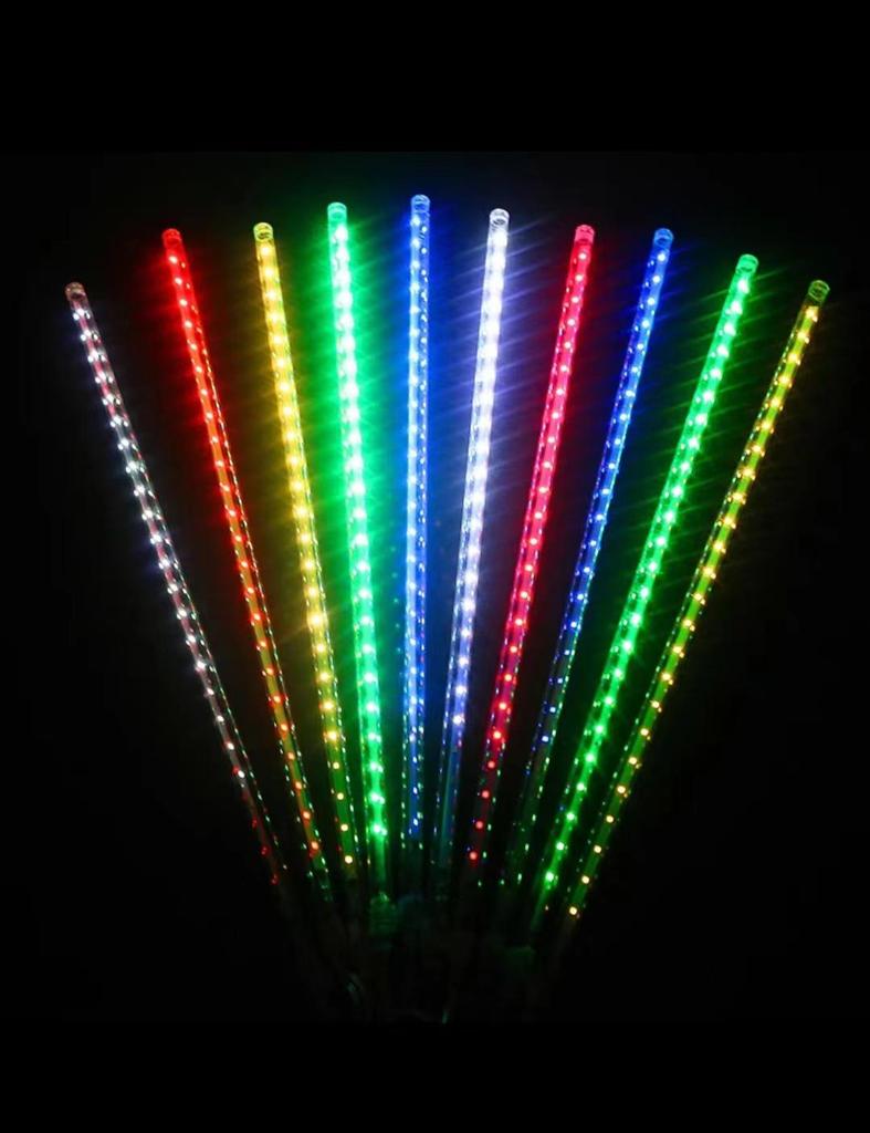 Colorful Meteor Shower LED Solar String Lights: Flashing, Flowing, Waterproof Outdoor Decoration