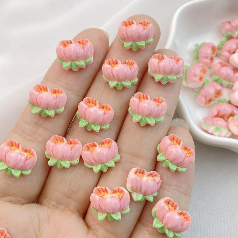 20Pcs New Cute Resin Mini Flower Series Flat Back Manicure Parts Embellishments For Hair Bows Accessories