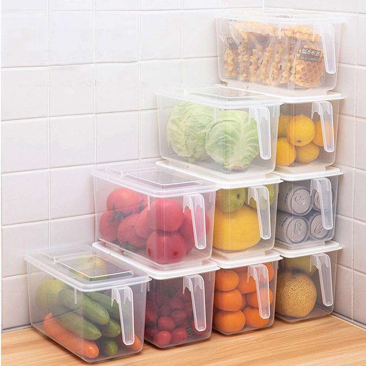 Kitchen Food Organizer Container Clear Organizer Bins Refrigerator Organizer Box With Handle