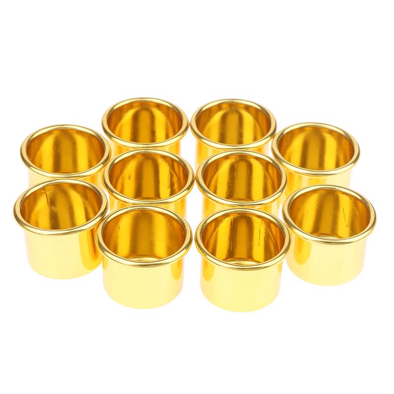 10Pcs Mini Round Candle Cup Gold DIY Candlestick Making Tray Holder Container Accessory Aluminium Home Party Decor Parts