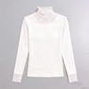 Women's Brushed Lace Base Layer Top: High Neck, Long Sleeve, Ruffled Collar, Slim Fit - Autumn/Winter Arrival