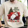 Funny Fat Santa Couch T‑and Kids Tshirt, Just Waiting for Christmas Tee for Lazy Holiday Season