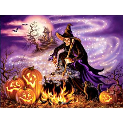 Halloween 5d diamentowe malowanie pełna czarownica diamentowa mozaika kreskówka diamentowy haft