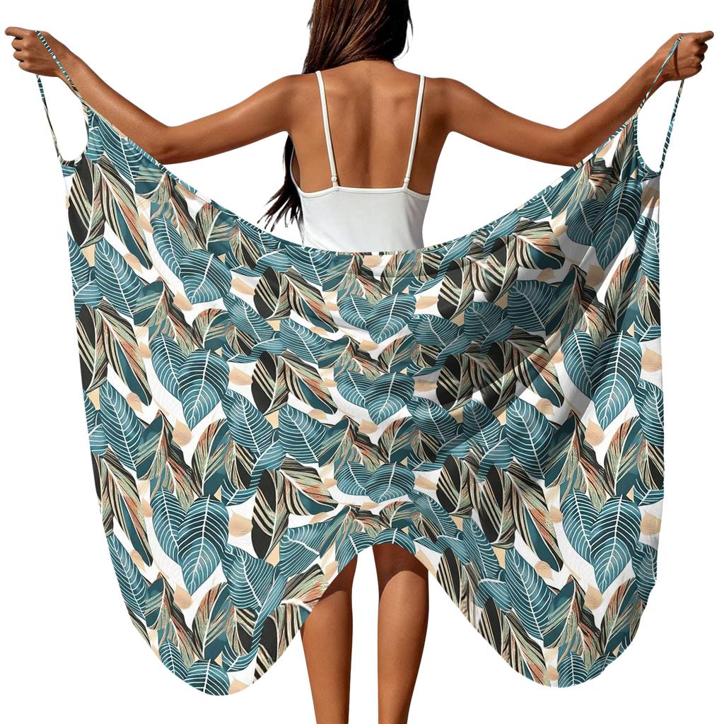 Women Beach Cover Up Wrap Skirt Cross Shoulder Straps Lightweight Swimwear Sarong for Summer Poolside or Beachwear