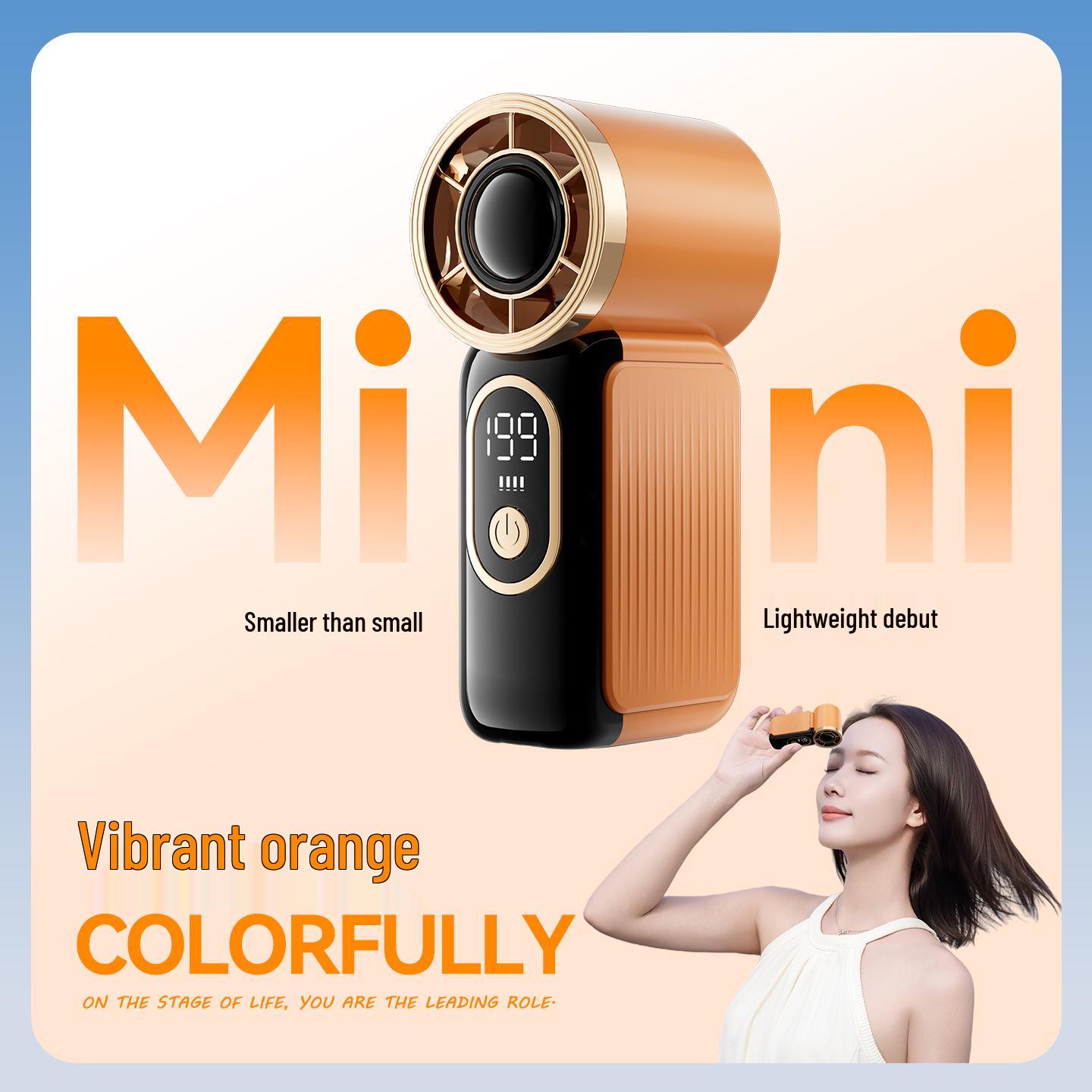 

USB Rechargeable Mini Handheld Fan with Long-Lasting Battery – Compact, Portable, and High-Speed for Outdoor & Desktop Use 7*5*3 помаранчевий