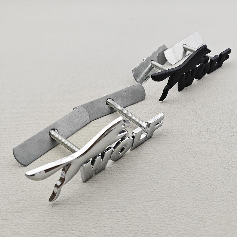 GAKN5 3D Metal Black Chrome Logo WOLF Car Modified Accessories Grille Front Badge Emblem For Jagura Ford Chevrolet JEEP VW BMW & More