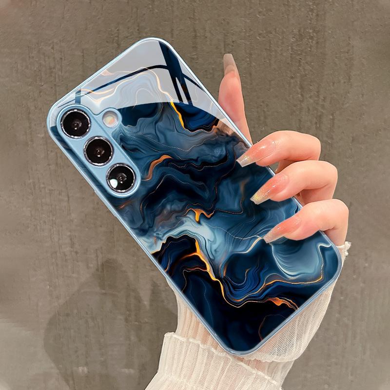 Gold Streaked Blue Marble Fashion Phone Cases for Samsung Galaxy S26 S25 S24 S23 S22 S21 FE Ultra Plus Phone Case Coque Fundas