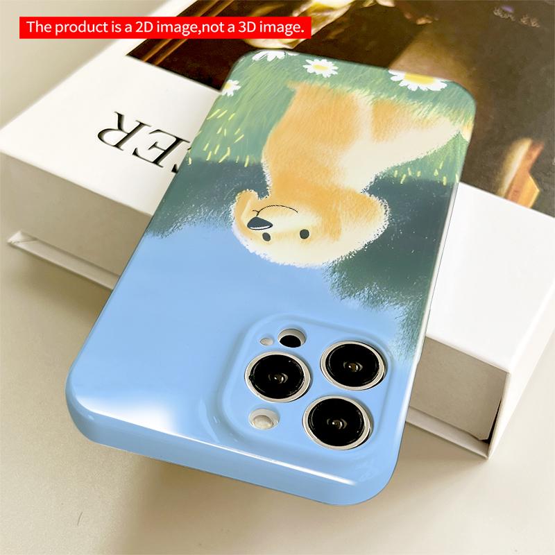 2DFlat Golden Puppy In Daisy Field Phone Case All Inclusive Film Hard iPhone Case, Compatible with iPhone 18 Pro Max 17 16 15 14 13 12 11