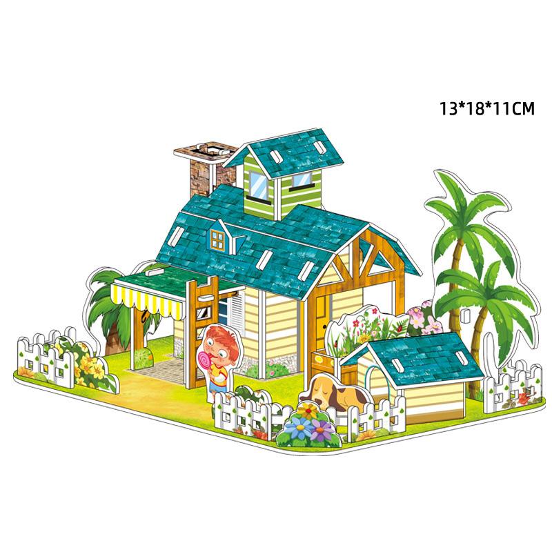 Villa House Castle Building Model 3D Cardboard Puzzle Jigsaw Toys Children's Interest Educational Toys Kids Gift