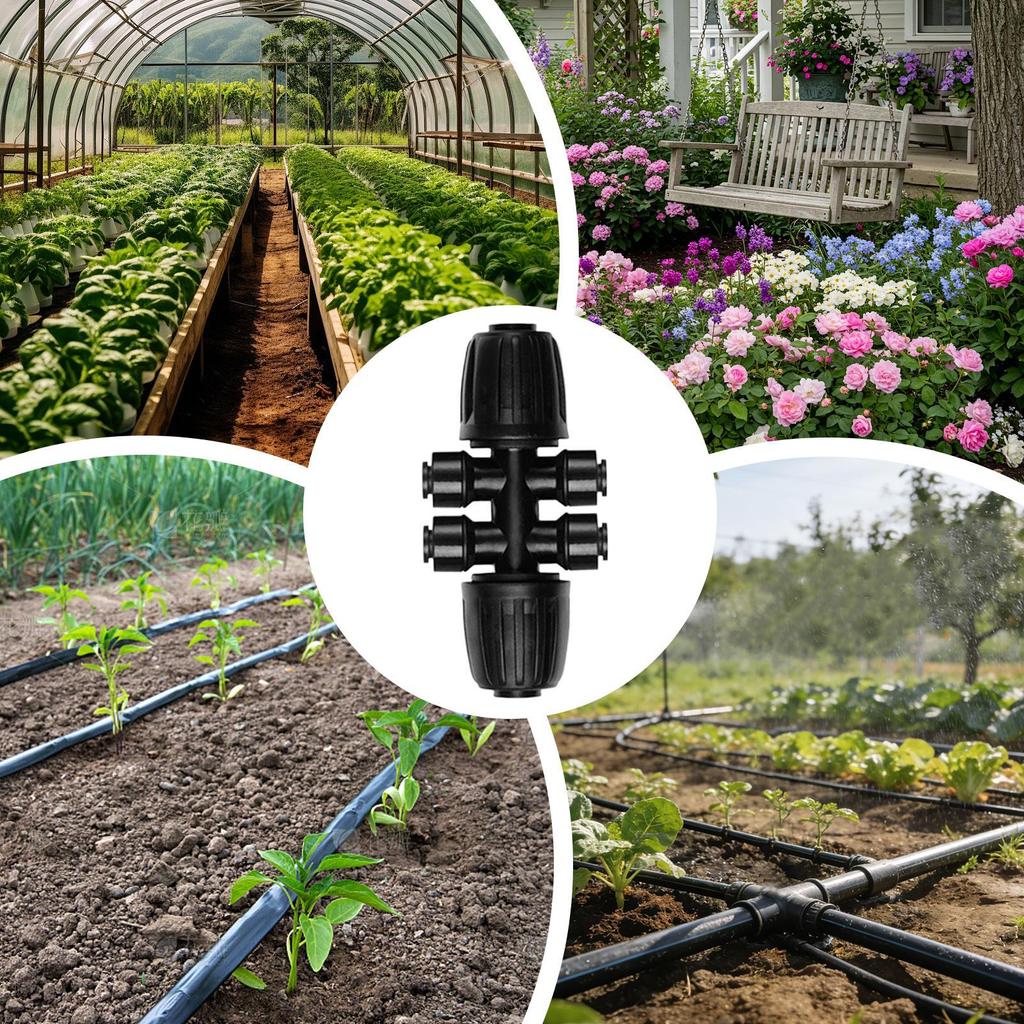 Drip Irrigation Fittings 6-Way Drip Line Splitter Parts Anti-Drop Irrigation Connectors for Outdoor Garden Lawn Backyard Flower