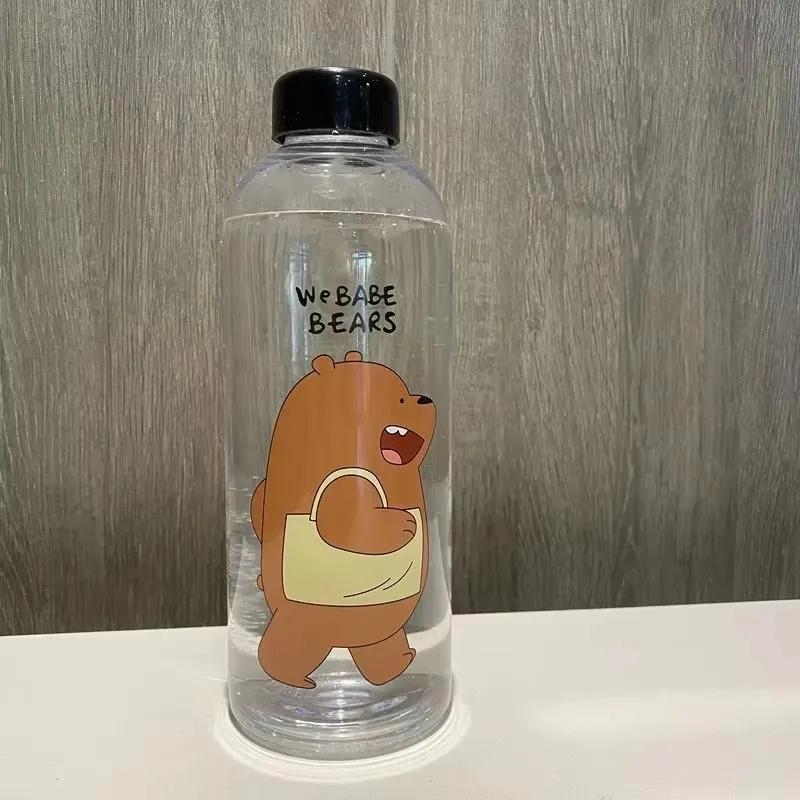 1000ML Portable Large Cartoon Water Bottle Panda Cute Bear Frosted Straw Mug Food Grade Heat Resistant Kids Water Bottle