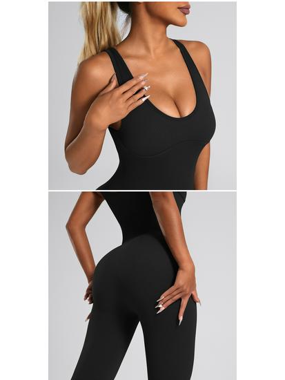 Women's High-Elastic Seamless Flare Jumpsuit - Quick-Drying Fitness Bodysuit