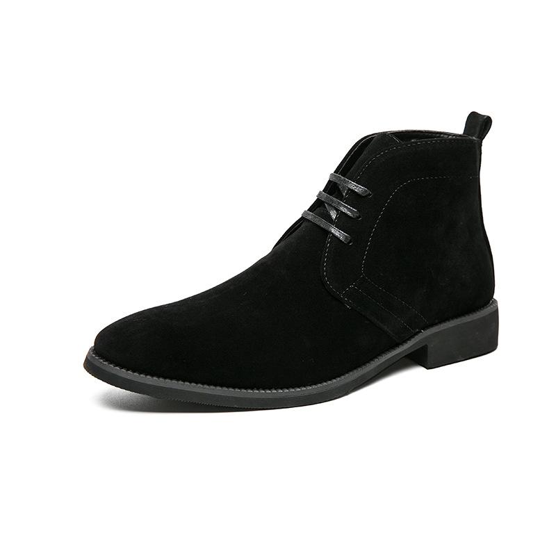 

Мужская обувь большого размера новая кожаная обувь модная уличная повседневная обувь трендовые высокие ботинки Мартин с острым носком на шнуровке 48