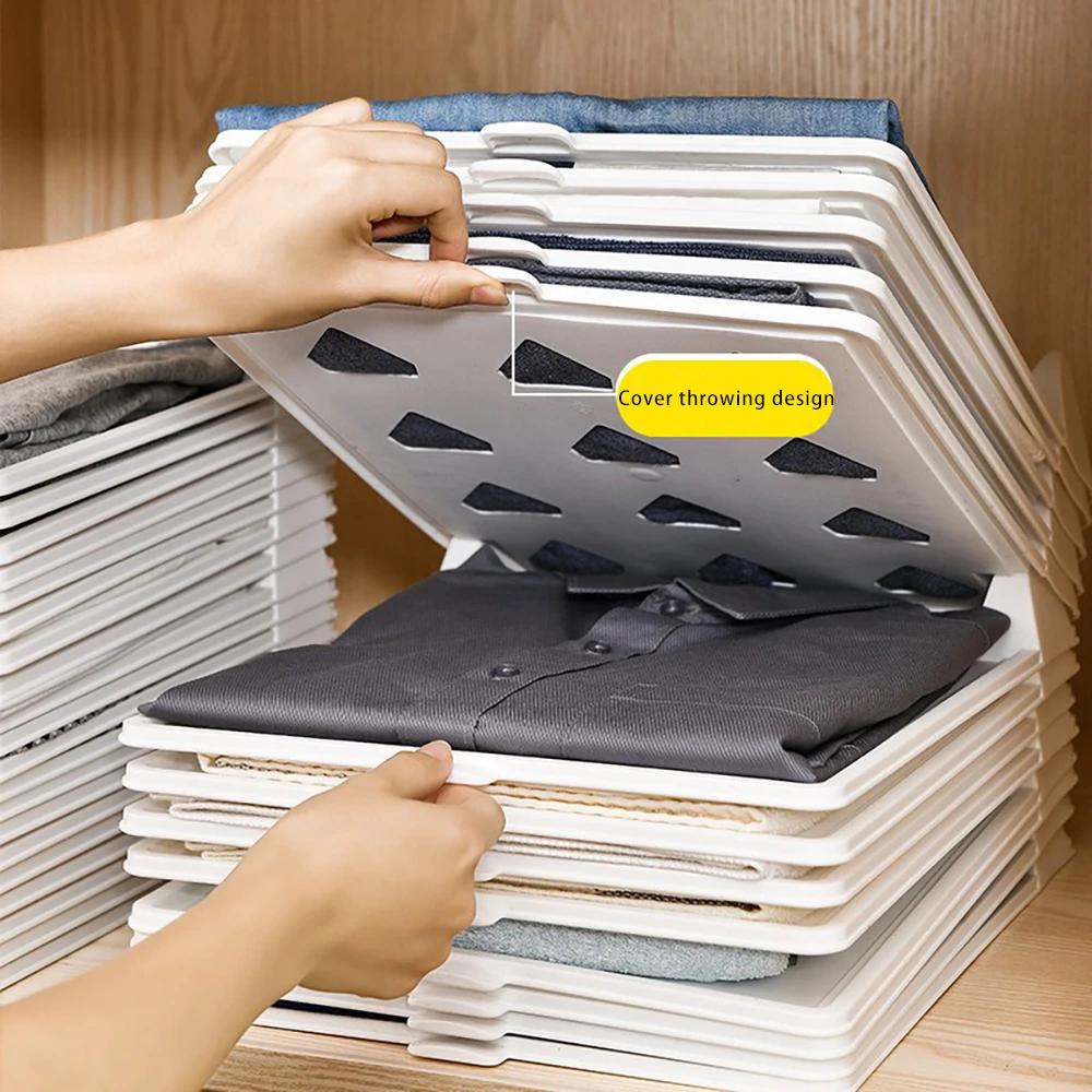 Layered Folding Clothes Storage Board Pants T-Shirt Organizer Rack for Home Wardrobe Short Sleeve Classification Stacking Board