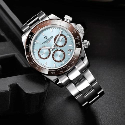 LACZ DENTON Pagani Design PD1644 Men's Stainless Steel Quartz Chronograph Watch, 100m Water Resistant, Men's Sports Watch, Fashion Gift for Business a