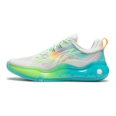 Li Ning Premium 4.0 Reflektierend Leicht Atmungsaktiv Rebound Low-Top Basketballschuhe Kinder Sneaker Hellgrau Blau YKBU016-1