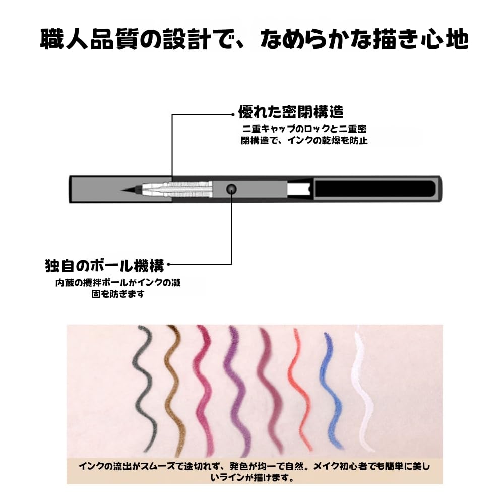 QIAWES Multicolor Liquid Waterproof Eyeliner Easy to and Perfect for Beginners Sakura Red - Apply, Smudge-Resistant, Quick-Drying - - 03#