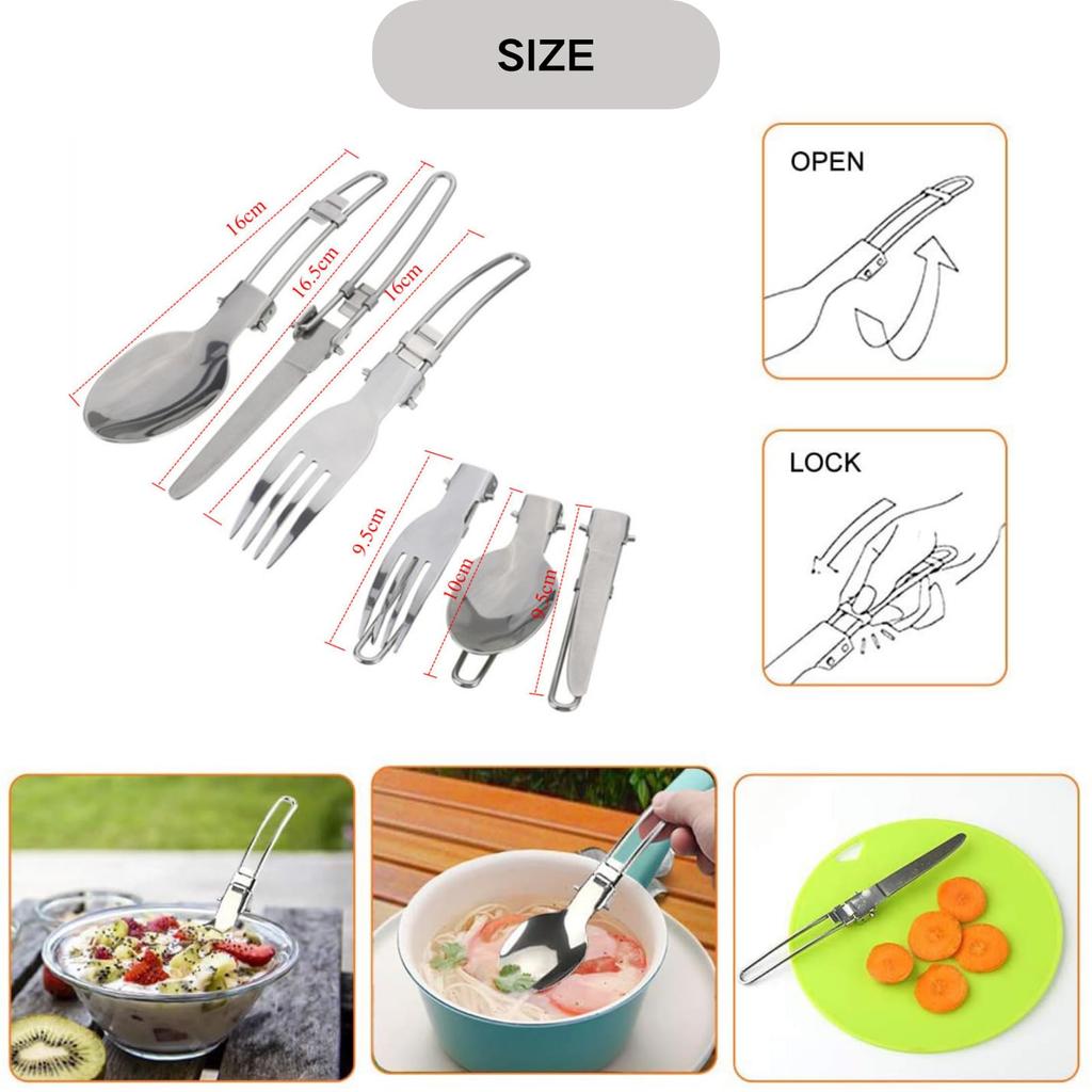 OULOVECO Camping Cookware Set Simple Version Hard Anodized Aluminum Heat Suitable for Direct Flame Includes Aluminum Cooking Stainless Steel Dishes