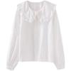 Vintage doll-collar shirt for women, new spring and autumn design, niche and chic, youthful long-sleeve shirt layered with white shirt for women