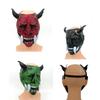 Red Prajna Mask Cosplay Japanese-style Red-faced Demon Mask with Fangs, Hannya Latex Head Mask