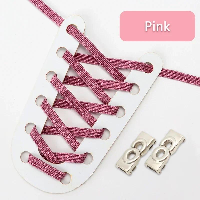 NEW Colourful Elastic Laces Sneakers Lock No Tie Shoelaces Kids Adult 8mm Wide Flat Shoelace Without Ties Shoes Accessories