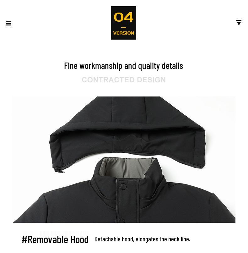 Woodpecker Men's Warm Hooded Cotton Jacket - Winter 2025 Fleece-Lined Thick Coat