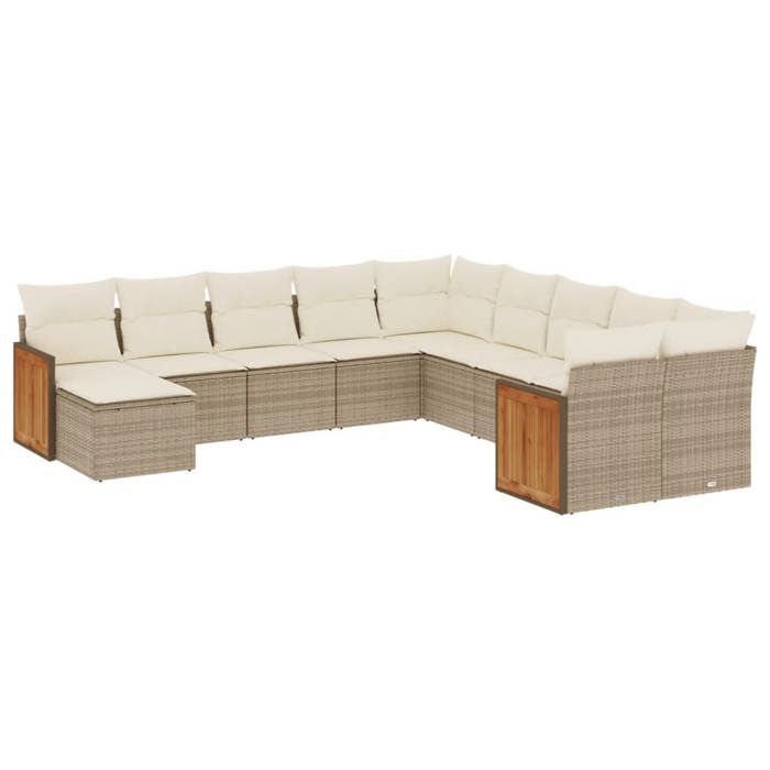 VidaXL Garden Lounge Set with Cushions 11 Pcs, Patio Sofas, Patio Furniture Set, Outdoor Furniture, Beige 3228249