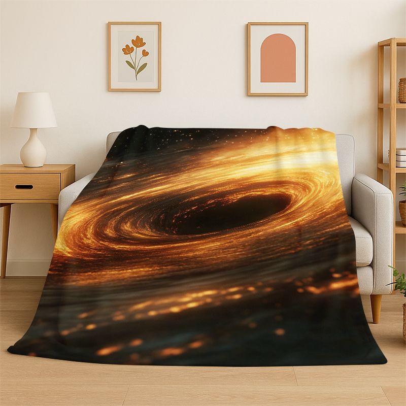 Dream Universe Galaxy Space Stars Black Hole Milky Way Flannel Blanket Soft Throw Blanket for Bedroom Living Room Bed Picnic Nap