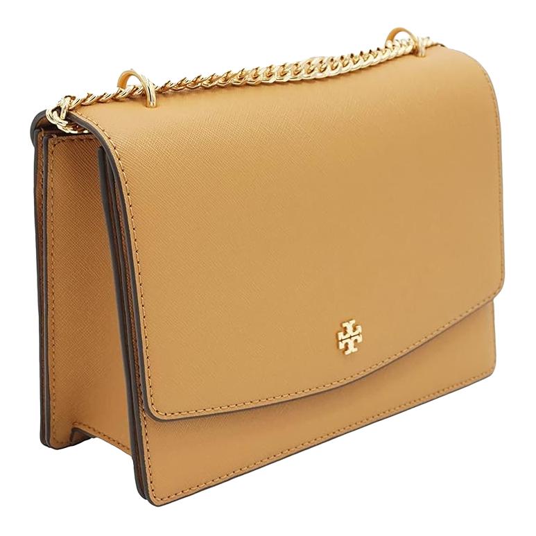 Tory Burch Emerson Logo Leather Crossbody Bag Women Bags Khaki Caramel 78604-900