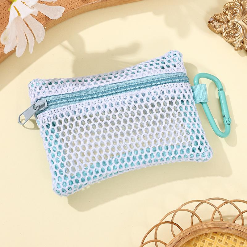 1pc Transparent Mesh Makeup Bag,Stylish Portable Cosmetic Pouch with Zipper,Flat Design for Toiletries and Makeup Storage