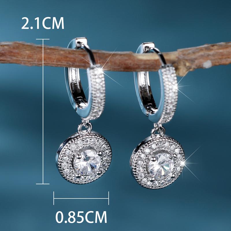 Classic Geometric Circle Pendant Earrings Silver Color Women's Daily Wear Earring Accessories
