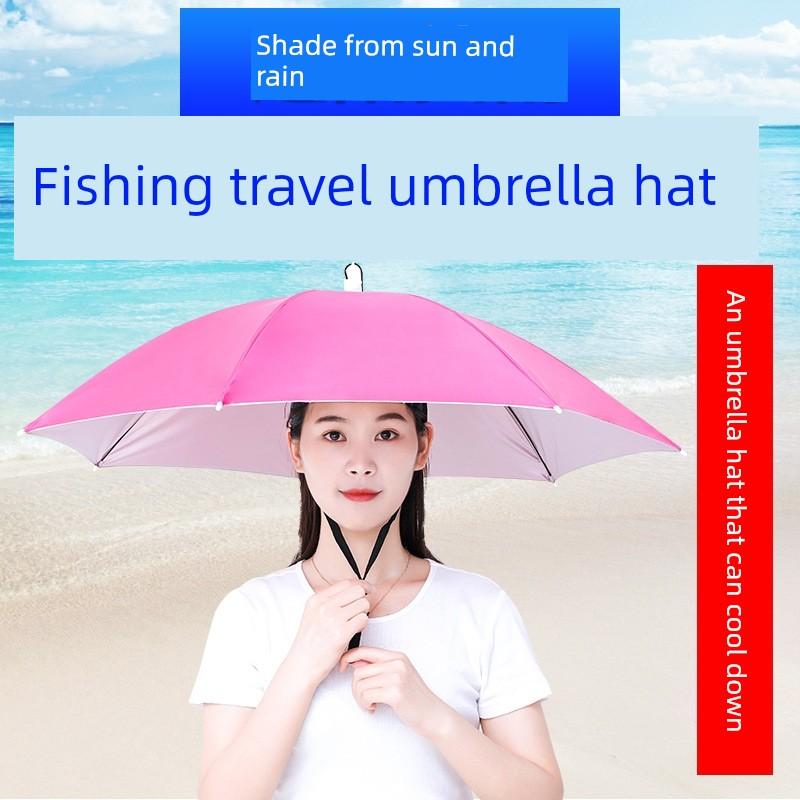 Umbrella Hat with Headgear, Sun Protection Fishing Hat, Rainproof Tea-Picking Hat, Umbrella Hat, Poncho, Helmet Umbrella