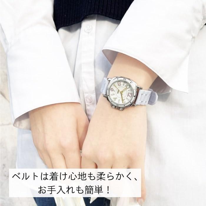 J-AXIS Watch Rubber Belt Watch One-Tone Color Easy Care AL1182 Unisex White One Size