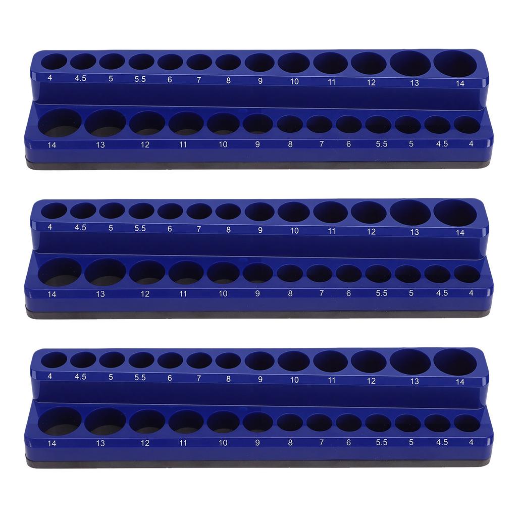 Metric Magnetic Socket Tray Blue Color Strong Magnetic Base Socket Organizer Holder for Work Area