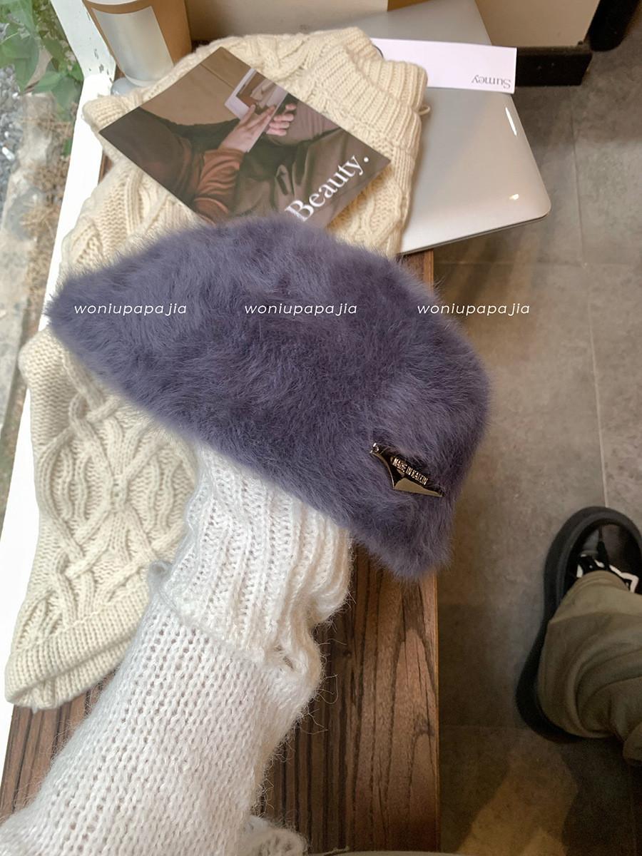 

Cozy And Fashionable Rabbit Fur Beret Stylish Retroinspired Winter Hat For Women