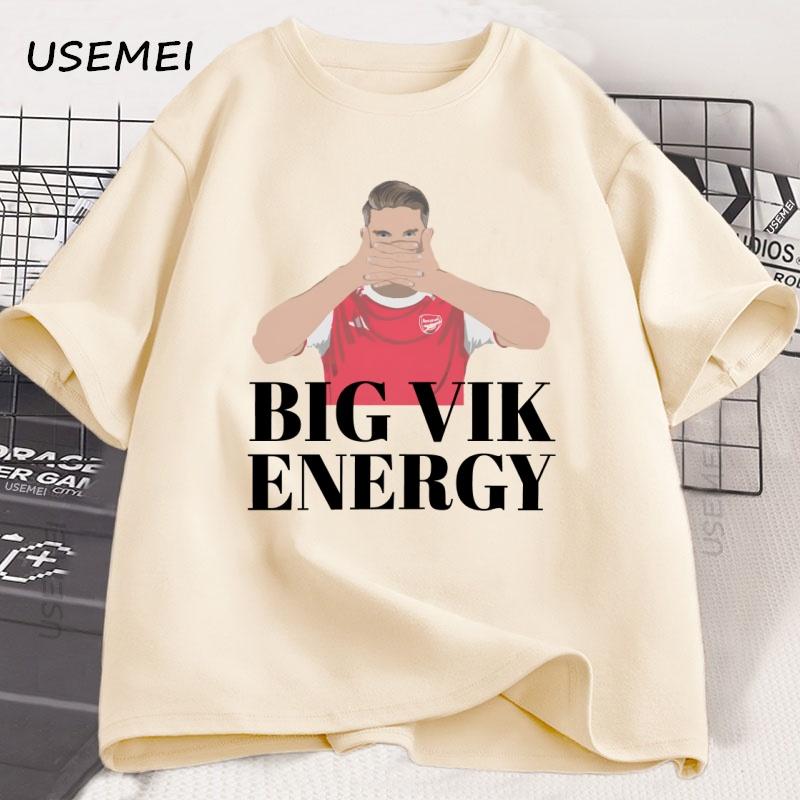 Arsenal Football Victor Gyokeres Cartoon Graphic Tshirt Big Vik Energy Cotton Printed T Shirt Loose Short Sleeve Unisex Clothes