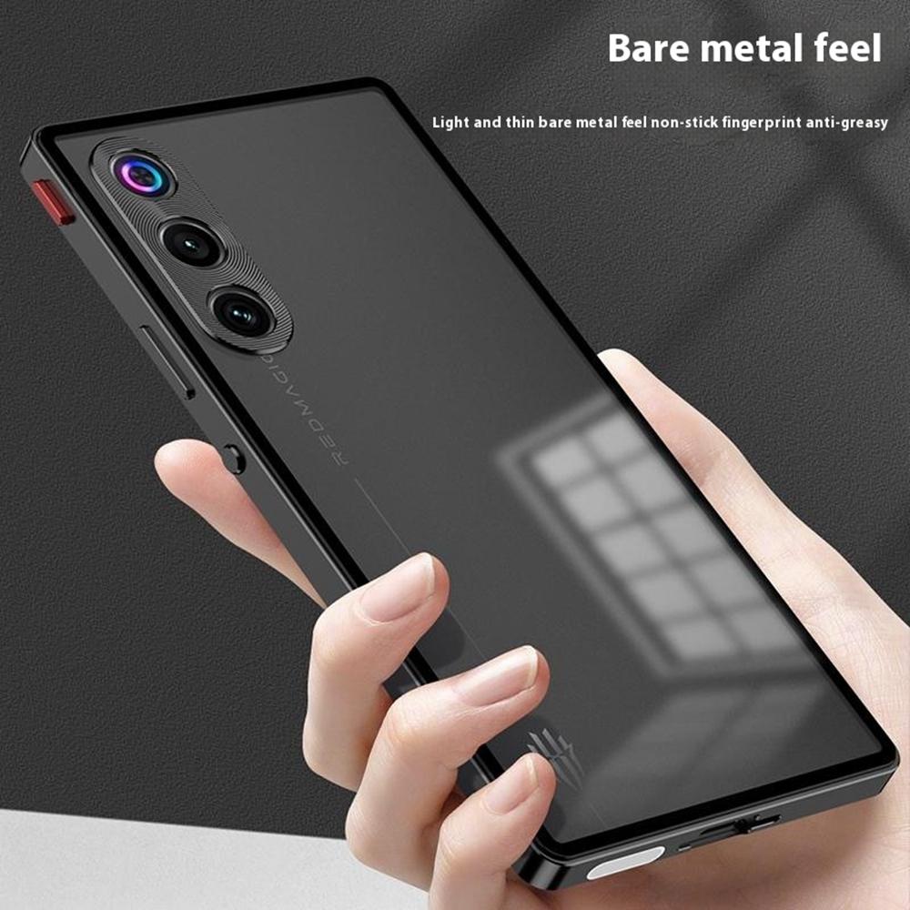 For ZTE nubia Redmagic 10 Air 5G Case Metal Frame Matte PC Back Phone Cover with Snap Button
