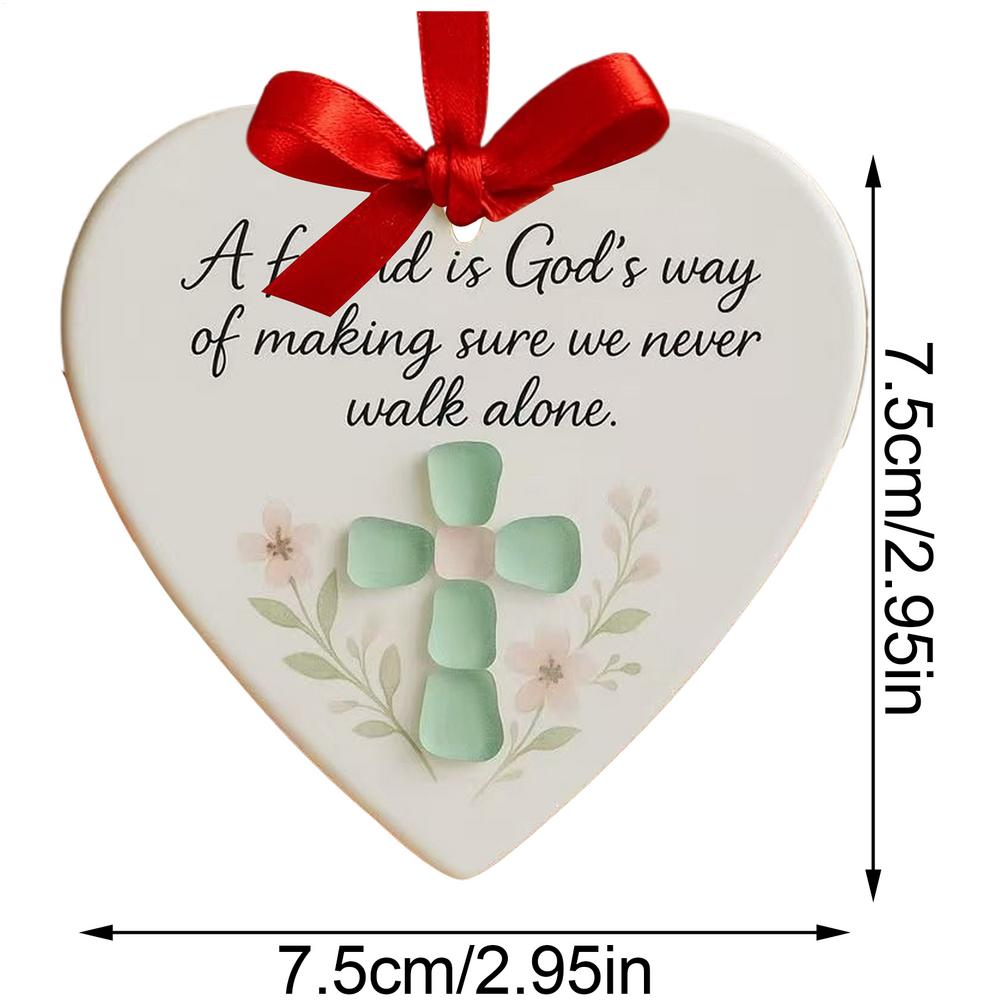 

Christmas Heart Ornaments Ceramic Pendants Friendship Heart Shape Ornament For Best Friends Women Men Teacher Family Door Handle