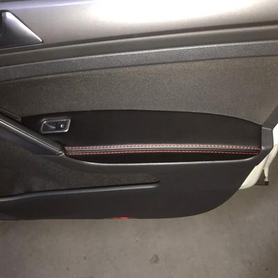 Lot de 2 autocollants en cuir microfibre pour poignée de porte avant de voiture, panneau d'accoudoir, garniture pour VW Caddy 2014 2015