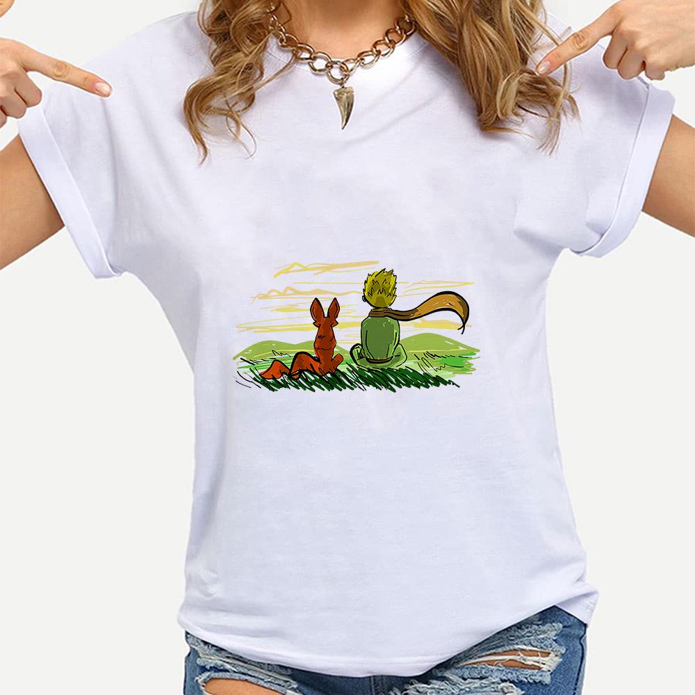 Little Prince White Print Women's Short Sleeve T-Shirt